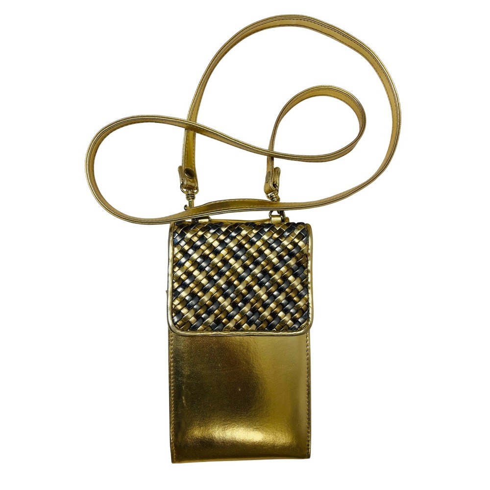 Crossbody Bag Gold Metallic Woven Wallet Travel Y2K Glam Night Out Festival Boho